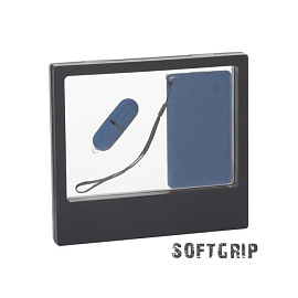 Подарочный набор: зарядное устройство (4000 mAh) и флешка 16 Gb, с покрытием SOFT GRIP (Синий; Чёрный)