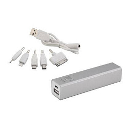 Универсальное зарядное устройство power bank прямоугольной формы (Серебряный)