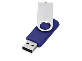 USB-флешка с российской символикой, белая (УФ-печать) (Синий)