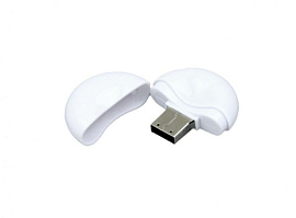 USB-Flash накопитель (флешка) круглой формы из пластика, модель 021-Round, объем памяти 16 Gb (Белый)