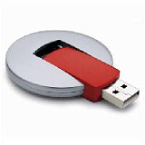 USB-Flash накопитель (флешка) в форме серого круга с красной вставкой, 2 Gb