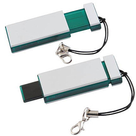 USB-Flash накопитель (флешка) "MOBILE" с креплением для мобильного телефона, 4 Gb (Зелёный; Серебряный)