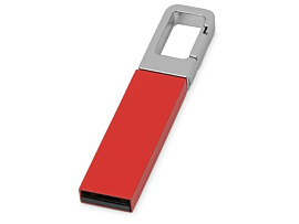 USB-флешка на 16 Гб "Hook" с карабином, цвет серебристый с чёрным (Красный; Серебряный)