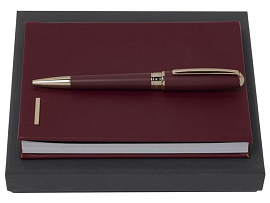 Подарочный набор Essential Lady Burgundy: блокнот А6, ручка шариковая. Hugo Boss (бордовый; Золотой)