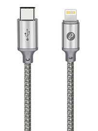 Кабель USB2.0, USB type-C - lightning, серый (Серый)