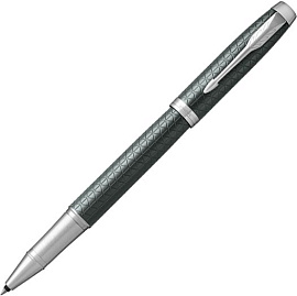 Ручка-роллер Parker IM Premium Dark Espresso Chiselled CT (Зелёный; Серебряный)