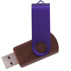 Флешка TWIST WOOD COLOR (Коричневый; Фиолтеовый)