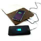 Блокнот из дерева с индукционной зарядкой и  powerbank  без характеристик