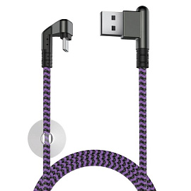 Кабель  USB 2.0 -  2.1A, игровой, OLMIO (Чёрный; Фиолетовый)