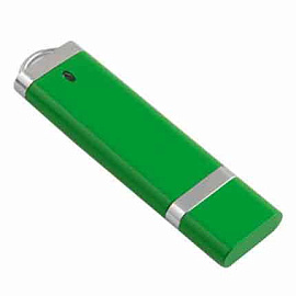 USB-Flash накопитель (флешка) из пластика классической прямоугольной формы, модель 002, объем памяти (Зелёный)