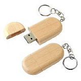 USB-Flash накопитель- брелок (флешка) "Wood" в деревянном корпусе овальной формы с металлическим кол