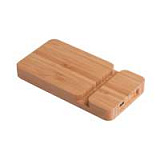 Беспроводное (10W) зарядное устройство "Bamboo Power" 5000 mAh с подставкой под смартфон, бамбук, цв