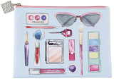 Косметичка "Модница" DEWAL BEAUTY, голубая - 22,5х17х1см.