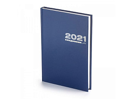 Ежедневник А5 датированный Бумвинил 2021, синий (Синий)