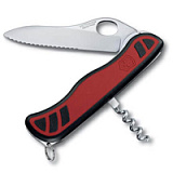 Нож перочинный VICTORINOX Sentinel One Hand, 111 мм, 3 функции, с фиксатором, красный с чёрным