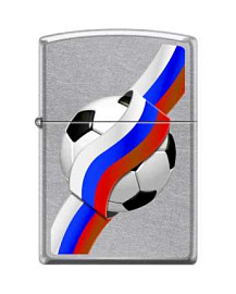 Зажигалка ZIPPO Российский футбол с покрытием Street Chrome, серебристая (Серебряный; Комбинированный)