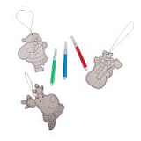 Новогодний набор для раскрашивания X-MAS COLORS: украшения на елку (3 шт) и фломастеры (3 шт)