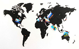 Деревянная карта мира World Map True Puzzle Small, чёрная (Чёрный)