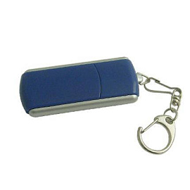 USB-Flash накопитель - брелок (флешка) прямоугольной формы из пластика с выдвижным механизмом, модел (Синий)