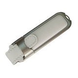 USB-Flash накопитель (флешка) в массивном кожаном корпусе с мет. вставками, модель 212, объем памяти