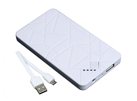 Универсальное зарядное устройство power bank PB под нанесение логотипа прямоугольной формы (Белый)