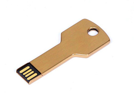 Флешка в виде ключа, модель KEY, 16 Gb (Золотой)