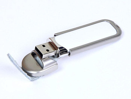 Флешка с кожаным чехлом 4 Гб.Коричневый, USB2.0 (Белый)