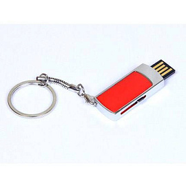 USB-Flash накопитель - брелок (флешка) с выдвижным мини чипом, модель 401, 16 Gb (Красный)