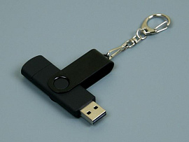 Флешка с поворотным механизмом и Micro USB, 64Гб (Чёрный)