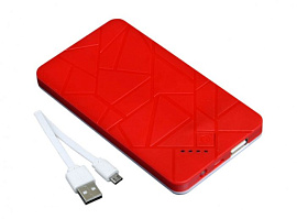 Универсальное зарядное устройство power bank PB под нанесение логотипа прямоугольной формы (Красный)