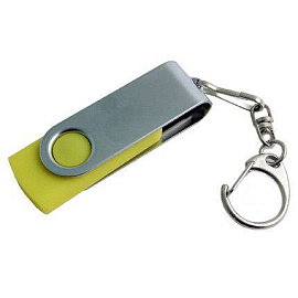 Флешка в металлическом корпусе с пластиковыми вставками, модель 030, 16 Gb, USB 2.0 (Жёлтый)