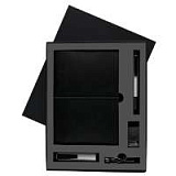 Набор Blacky Tower: зарядное устройство (2200 мАh), блокнот, USB flash-карта и ручка в подарочной ко