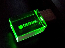 Флешка Wood прямоугольной формы, под гравировку 3D, 32 Гб., USB2.0 (Зеленый)