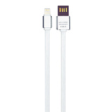Кабель USB 2.0 - iPhone/iPod/iPad 8pin, 2.1A, реверс., плоский,