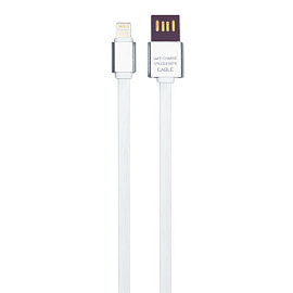 Кабель USB 2.0 - iPhone/iPod/iPad 8pin, 2.1A, реверс., плоский, (Белый)