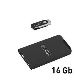 Набор: зарядное устройство "Theta" 4000 mAh + флеш-карта "Vostok" 16 Гб в футляре, с покрытием SOFT  (Чёрный)