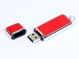 Кожаная флешка 4 Гб.Коричневый, USB2.0 (Красный)