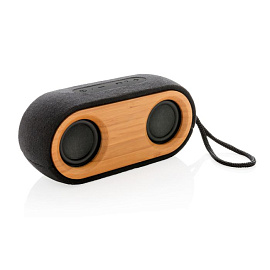 Колонка с двумя динамиками Bamboo X, черная (Чёрный; Коричневый)