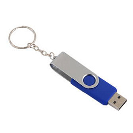 USB-Flash накопитель - брелок (флешка) в металлическом корпусе с пластиковыми вставками, модель 030, (Синий)