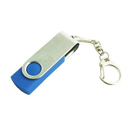 Флешка в металлическом корпусе с пластиковыми вставками, модель 030, 16 Gb, USB 2.0 (Синий)