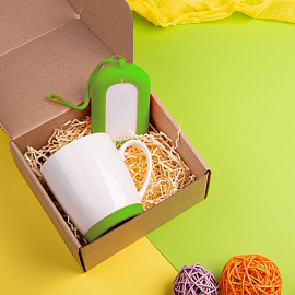 Набор подарочный MATISSE`TEAS: кружка(400мл), зарядное устройство(6000 mAh),коробка, стружка, красны (Светло-зелёный)