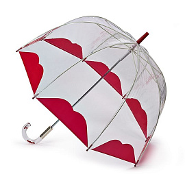 Зонт женский трость Lulu Guinness Fulton, модель L719-3180 AbstractLipMagenta (Прозрачный; Красный)