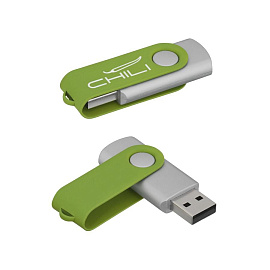 Флеш-карта "Vostok", объем памяти 16 GB, с покрытием soft touch, цвет чёрный (Зелёное-яблоко)
