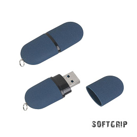Флеш-карта "Камень" в футляре, объем памяти 32GB, покрытие soft grip (Тёмно-синий)