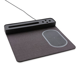 Коврик для мышки с беспроводным зарядным устройством, 5W и USB (Чёрный)
