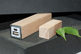 Эко бокс подарочный: power bank на 2600 mah, флешка 8 гб (Бежевый)