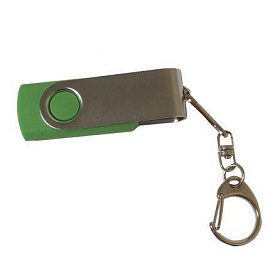 Флешка в металлическом корпусе с пластиковыми вставками, модель 030, 16 Gb, USB 2.0 (Зелёный)