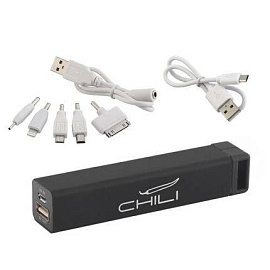 Источник энергии универсальный "Chida" 2800 mAh, с покрытием SOFT TOUCH (Чёрный; Серебряный)