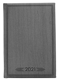 Ежедневник датированный 2021Infolio Wood тёмно-коричневый, обложка твердая с поролоном, размер А6+ (тёмно-серый)