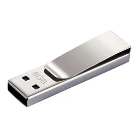 USB-Flash накопитель (флешка) в виде зажима для купюр в металлическом корпусе, модель Money-Keeper,  (Серебряный)